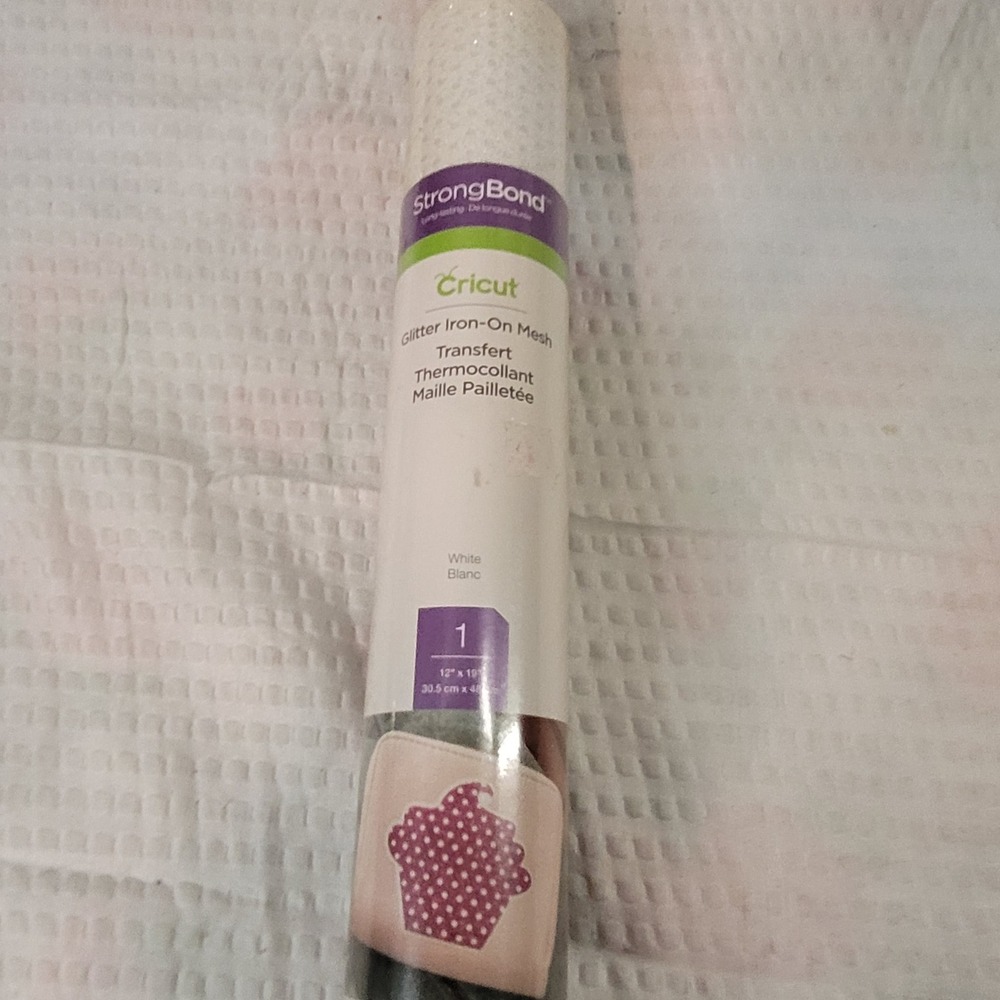 Cricut Glitter Iron-On Mesh White StrongBond Heat Transfer Vinyl 12x19 HTV